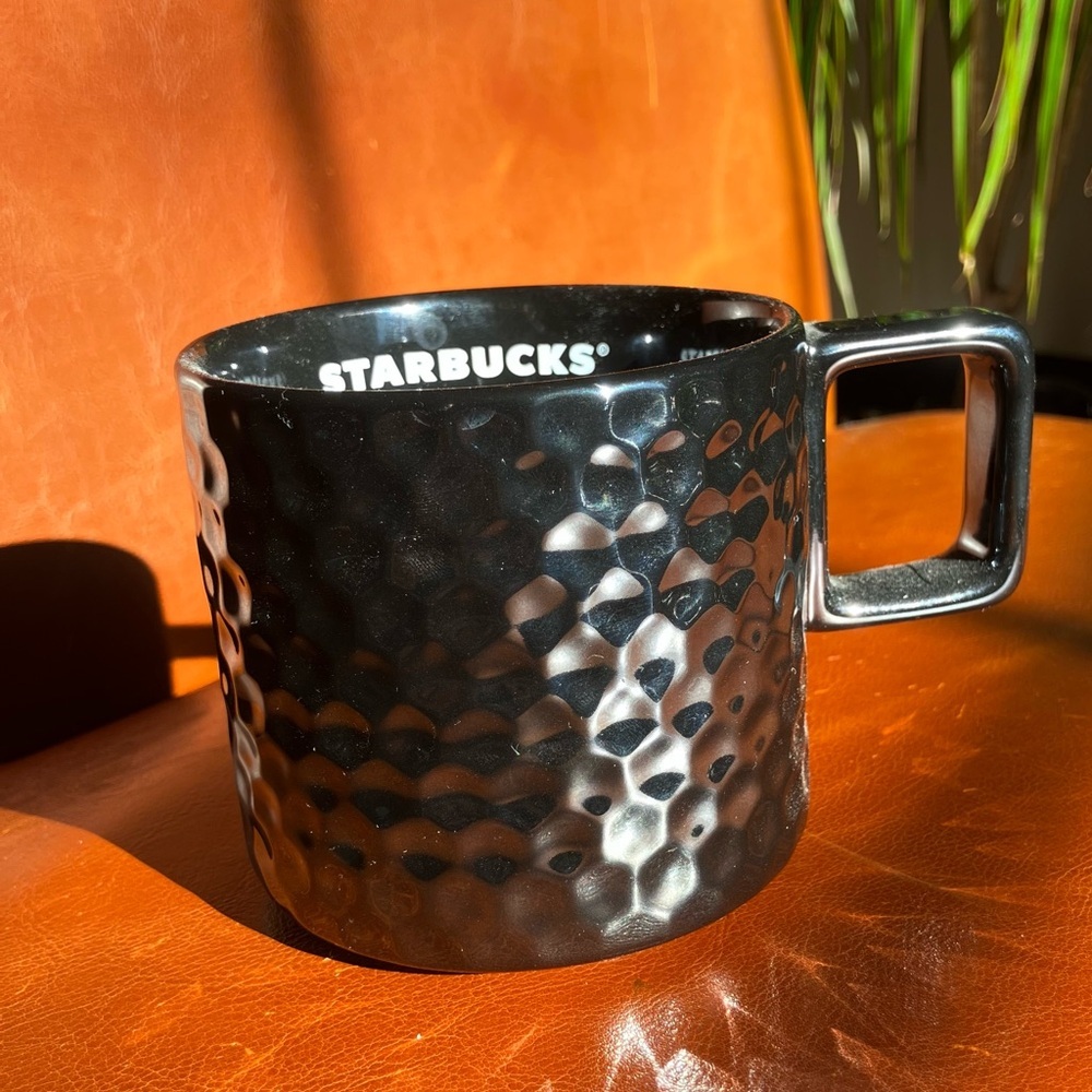 Starbucks | 2019 Holiday Metallic Gunmetal Chrome Textured Geometric Coffee Mug